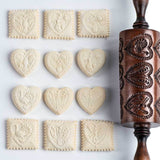 dozen heart springerle cookie rolling pin press